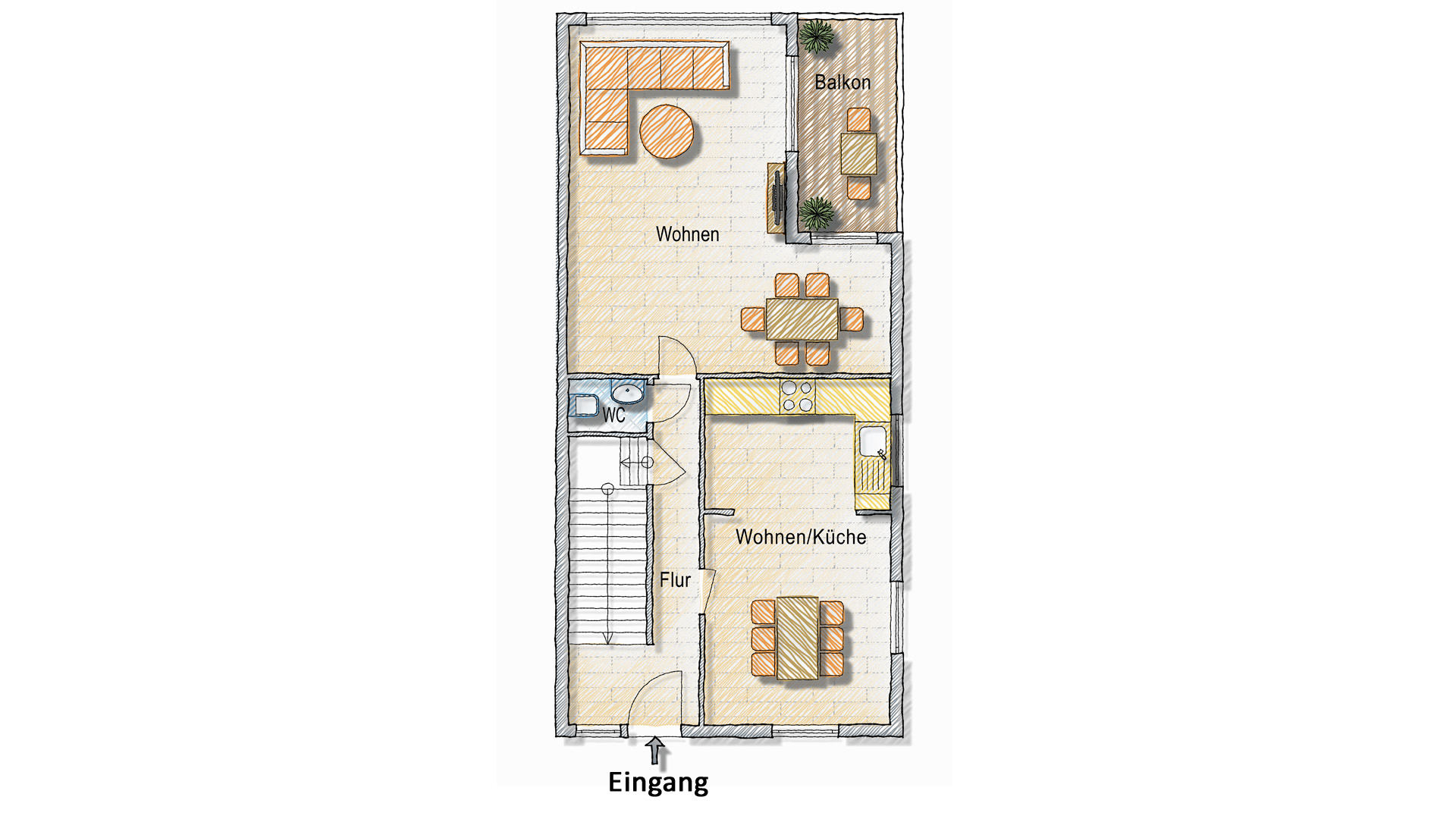 Reichshof-Mittelagger: Sanierte und geräumige Doppelhaushälfte, Ergeschoss = 56,20 m² 
